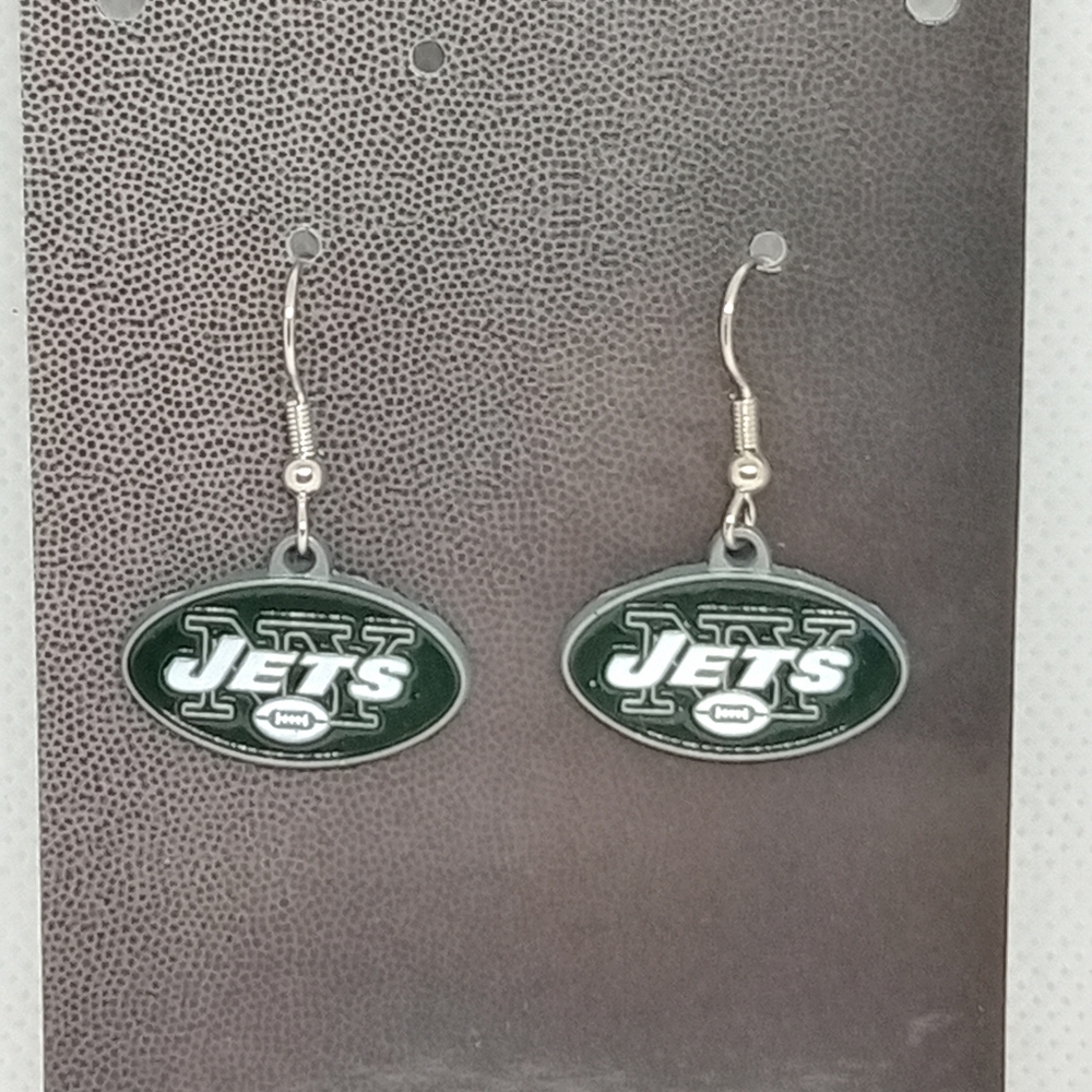 NFL New York Jets Football Shape Logo Earrings NWT